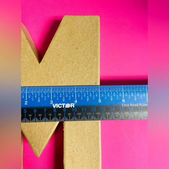 NWT. Block chunky paper mache letter “M”. Natural tan color. - Picture 4 of 4